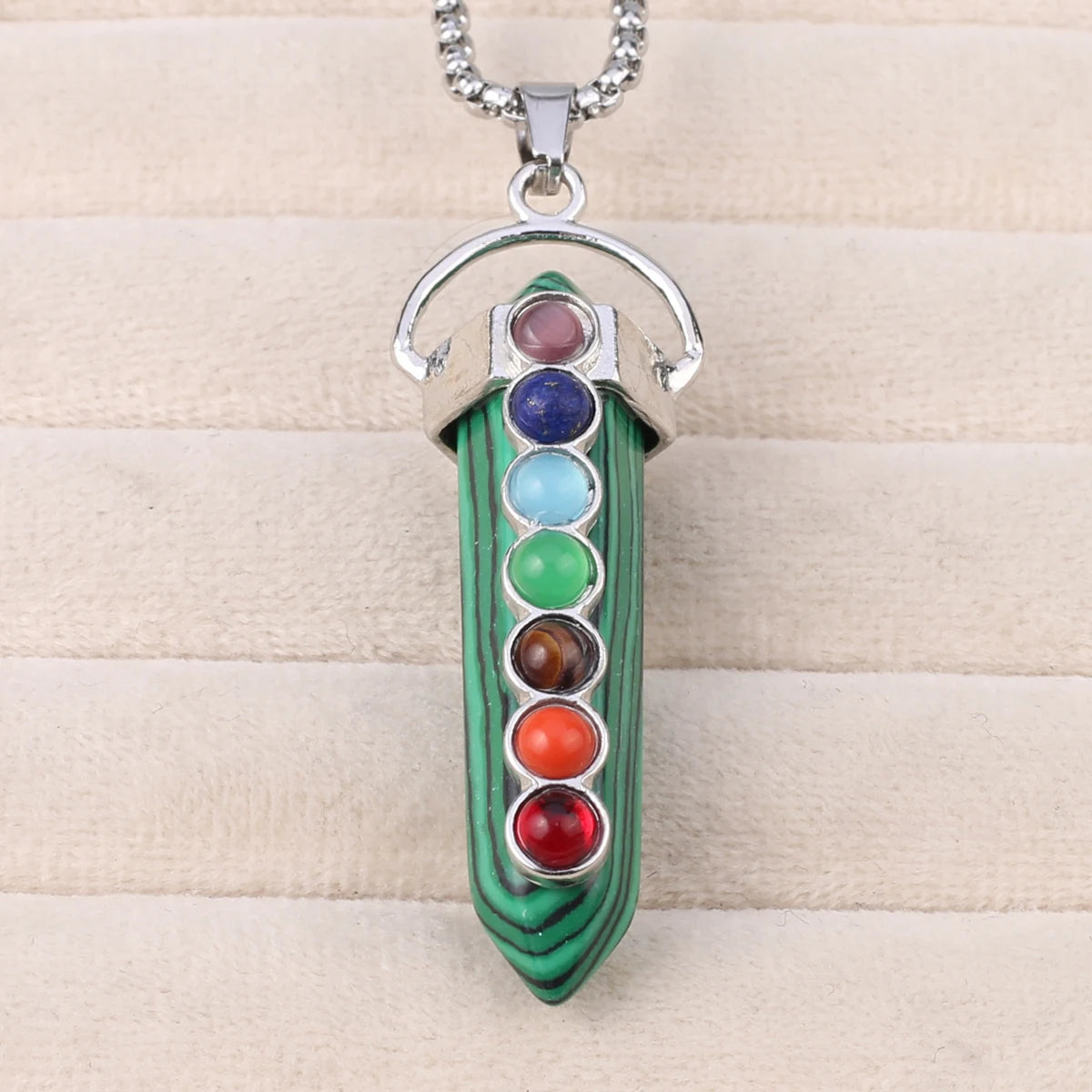 Women Necklace Natural Stone Inlaid Semi-Precious Stone Pendant For Jewelry Making DIY Necklace Bracelet Accessory Chain 60cm
