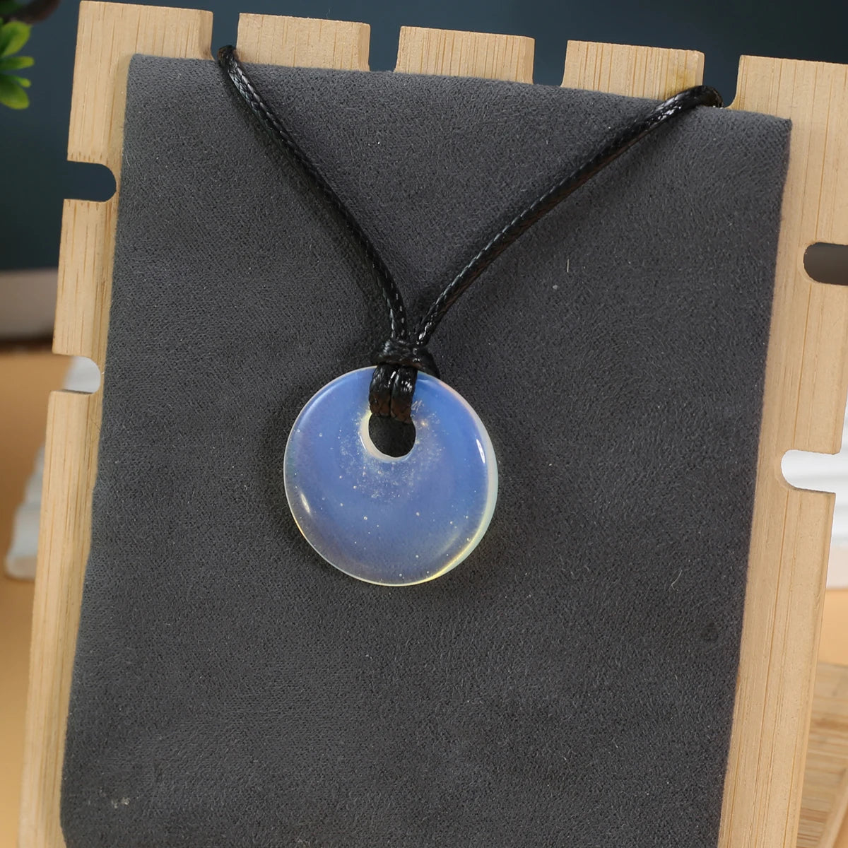 Natural Stone Pendant Necklace Round Beads Hole Quartz Amethyst Rope Chain Healing Crystals Stone Charms Necklace For Women