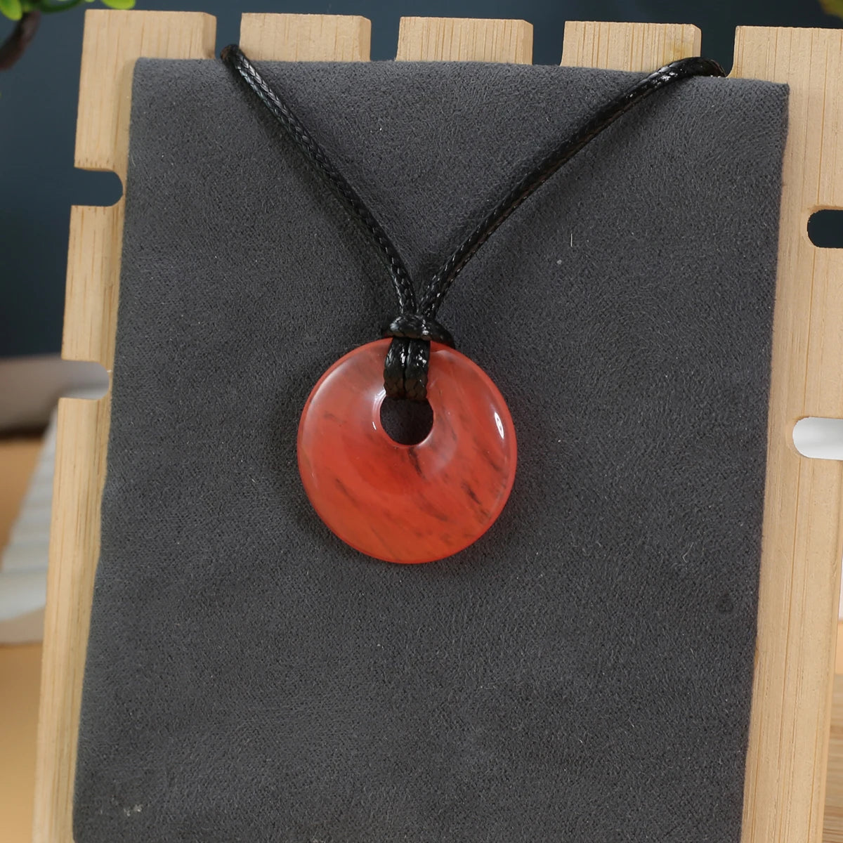 Natural Stone Pendant Necklace Round Beads Hole Quartz Amethyst Rope Chain Healing Crystals Stone Charms Necklace For Women